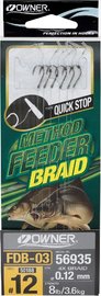 method feeder rig Owner 50188 hook #12,braided ine 0,12mm/6pcs/