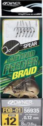 method feeder rig Owner 50188 hook #12,braided ine 0,12mm/6pcs/