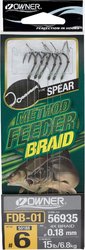 method feeder rig Owner 50188 hook #6,braided ine 0,18mm/6pcs/