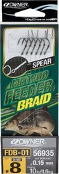 method feeder rig Owner 50188 hook #8,braided ine 0,15mm/6pcs/