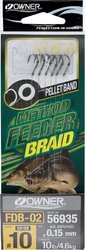 method feeder rig Owner 50188 hook #10,braided ine 0,15mm/6pcs/