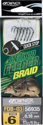 method feeder rig Owner 50188 hook #6,braided ine 0,15mm/6pcs/